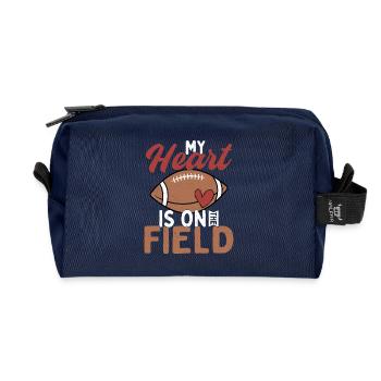 My Heart Is On The Field Season Football Player - Recycled Toiletry Zip Bag - navy - Front