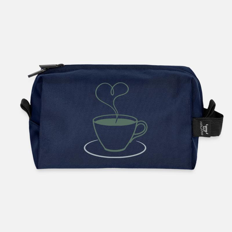 Herzdampf Kaffee Illustration - Recycelte Kulturtasche - Navy