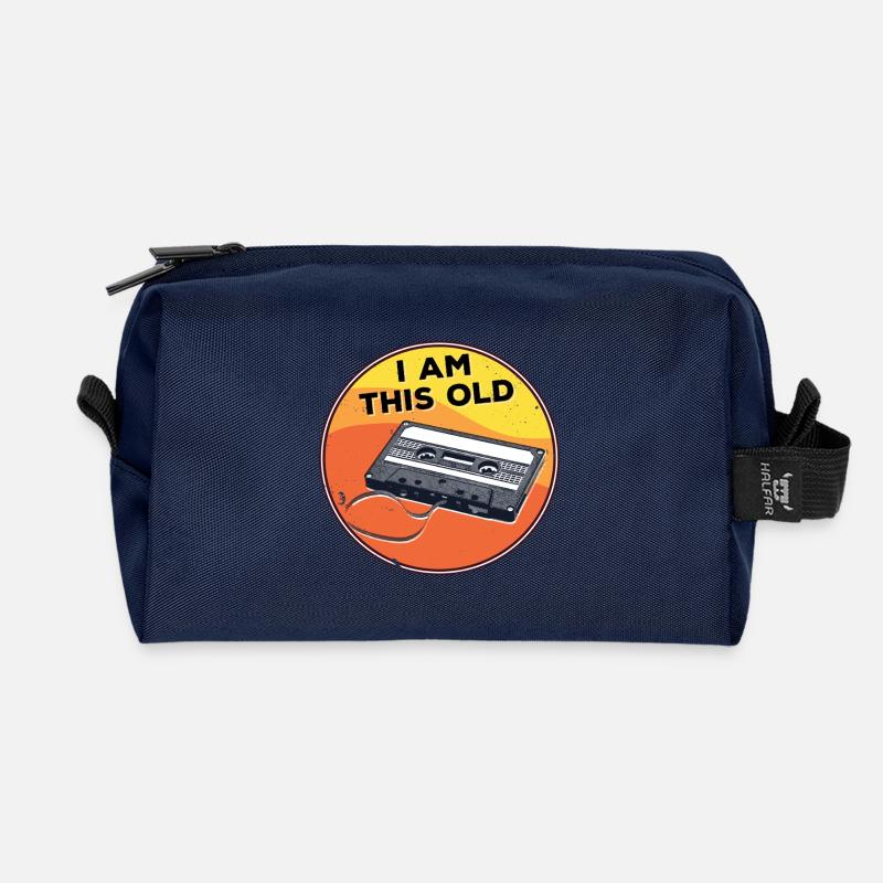 I am this old Disketten-Disk 80er-Jahre Retro  - Recycelte Kulturtasche - Navy