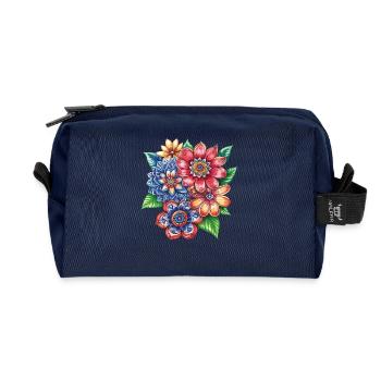 Farbexplosion Blütenbouquet - Recycelte Kulturtasche - Navy - Vorne
