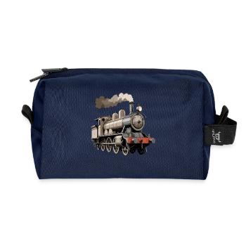 Classic steam locomotive in retro look - Recycled Toiletry Zip Bag - navy - Front