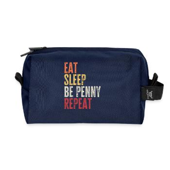 Eat Sleep Be Penny Repeat Retro Name - Recycled Toiletry Zip Bag - navy - Front