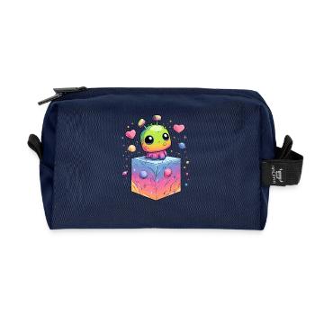 Kunterbunter Weltraumroboter - Recycelte Kulturtasche - Navy - Vorne