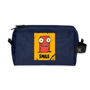 Funny Monster with Smile - Recycled Toiletry Zip Bag - navy - Front