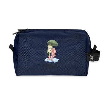 Splash mode on – Witziger Regenfrosch - Recycelte Kulturtasche - Navy - Vorne