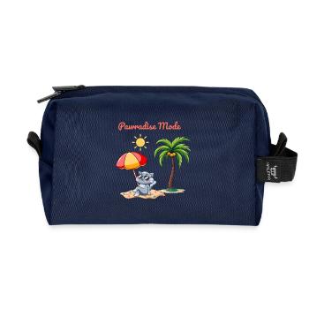 Mode Pawradise – Ambiances de plage de chats d’été - Trousse de toilette en tissu recyclé - marine - Devant