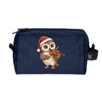 Weihnachtseulenvogel spielt Geigenkunst - Recycelte Kulturtasche - Navy - Vorne