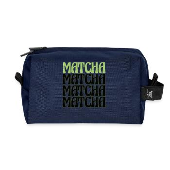 Matcha Retro Tee Liebhaber Design - Recycelte Kulturtasche - Navy - Vorne