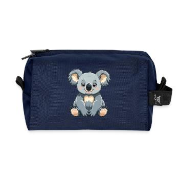 Cuddly Koala Cartoon - Recycled Toiletry Zip Bag - navy - Front