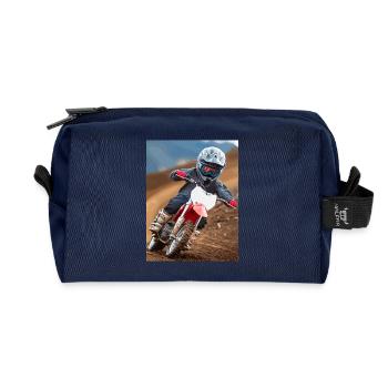 Motocross adventure in the dust - Recycled Toiletry Zip Bag - navy - Front