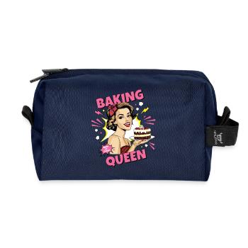 Baking Cake Baking Queen Baking Fairy Baker Pop Art - Recycled Toiletry Zip Bag - navy - Front