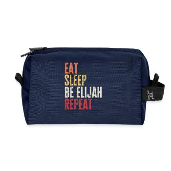 Eat Sleep Be Elijah Repeat Retro Name - Recycled Toiletry Zip Bag - navy - Front