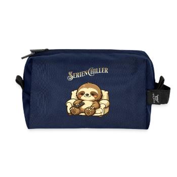 Sloth Series Chiller Pun Saying - Recycled Toiletry Zip Bag - navy - Front