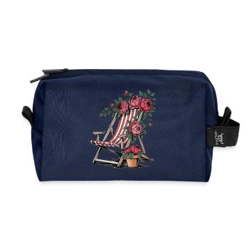 T-shirt de chaise longue vintage – Été et fleurs - Trousse de toilette en tissu recyclé - marine - Devant