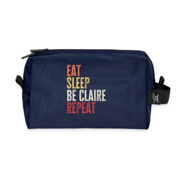 Mange, dors Be Claire, répète le nom rétro - Trousse de toilette en tissu recyclé - marine - Devant