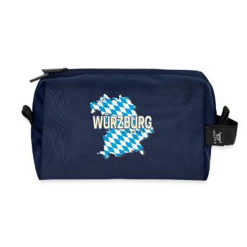 Carte murale rétro de la ville de Wurtzbourg, Bavière, Allemagne - Trousse de toilette en tissu recyclé - marine - Devant