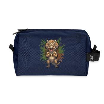 Cartoon-Triceratops mit Farbspritzern - Recycelte Kulturtasche - Navy - Vorne