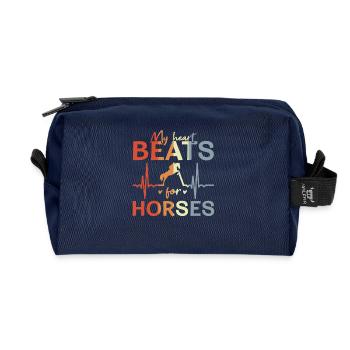 I love horseback riding - Recycled Toiletry Zip Bag - navy - Front
