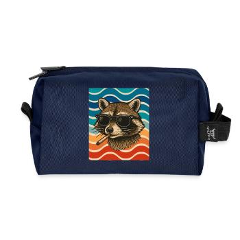 Raccoon with sunglasses Surfwelten - Recycled Toiletry Zip Bag - navy - Front