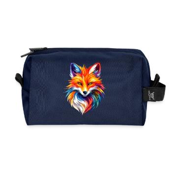 Colorful Fox Polygon Design – Moderne Fuchs Kunst - Recycelte Kulturtasche - Navy - Vorne