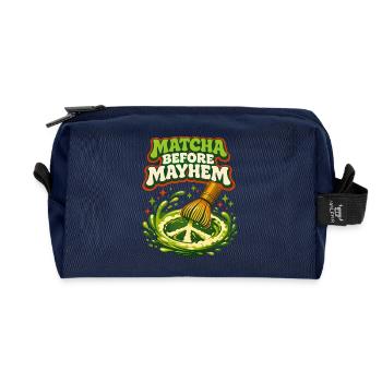 Erst Matcha dann Chaos | Matcha Humor - Recycelte Kulturtasche - Navy - Vorne