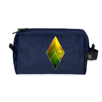 Losange faucheté géométrique jaune-vert - Trousse de toilette en tissu recyclé - marine - Devant
