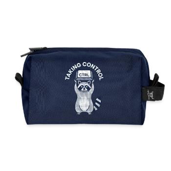 Raccoon Ctrl: Taking Control - Recycled Toiletry Zip Bag - navy - Front