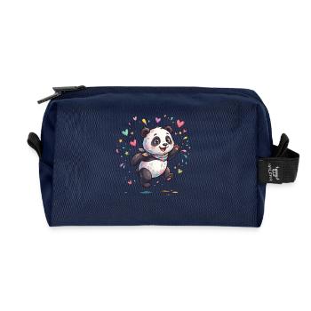 Kuschelpanda im Farbenregen - Recycelte Kulturtasche - Navy - Vorne
