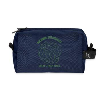 Microbe Talk Only | Microbiology Humor - Recycled Toiletry Zip Bag - navy - Front