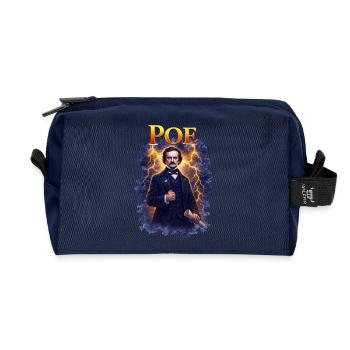 Edgar Allan Poe Portrait - Recycled Toiletry Zip Bag - navy - Front