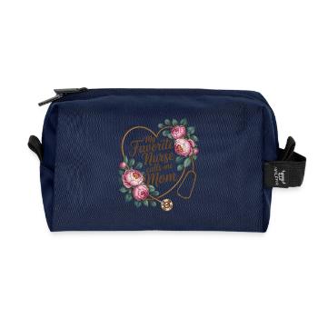 My Favorite Nurse Calls Me Mom - Florales Herz - Recycelte Kulturtasche - Navy - Vorne