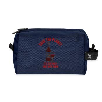 Save Water Drink Wine Shirt Funny - Recycled Toiletry Zip Bag - navy - Front