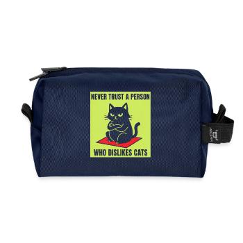 Never trust cat haters - Recycled Toiletry Zip Bag - navy - Front