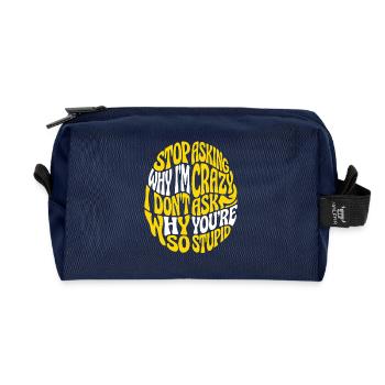 Crazy Circle Saying - Recycled Toiletry Zip Bag - navy - Front