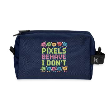 Logo Designer Pixels Behave I Don't Brand Designer - Recycled Toiletry Zip Bag - navy - Front