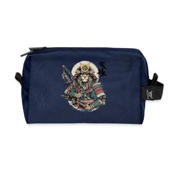 Lion Samurai Armor Warrior - Recycled Toiletry Zip Bag - navy - Front