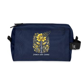 Couronne de Fleurs Dorées Force Espoir Courage - Trousse de toilette en tissu recyclé - marine - Devant