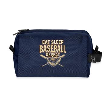 Eat Sleep Baseball Repeat - Recycelte Kulturtasche - Navy - Vorne