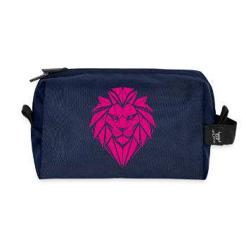 Geometric lion in magenta - Recycled Toiletry Zip Bag - navy - Front