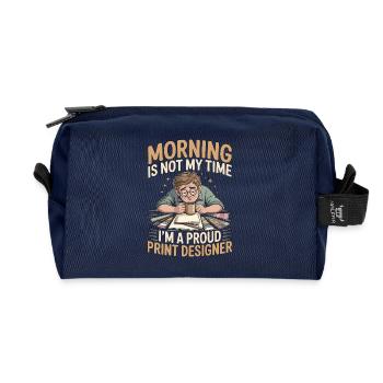 Print Designer Morning n’est pas mon temps Expert en impression - Trousse de toilette en tissu recyclé - marine - Devant