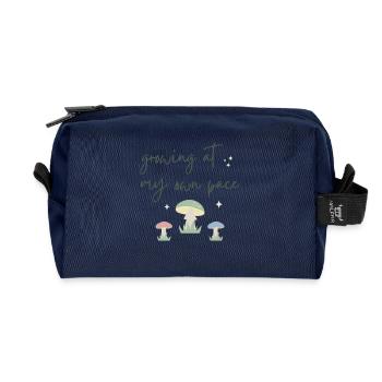 Wachse in eigenem Tempo- motivierendes Pilz Design - Recycelte Kulturtasche - Navy - Vorne
