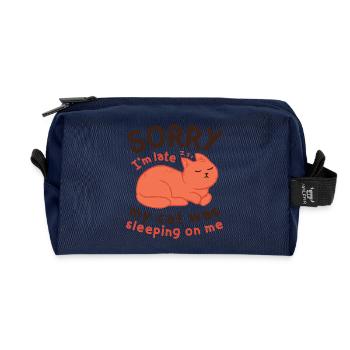 Mon chat dormait sur moi - Trousse de toilette en tissu recyclé - marine - Devant