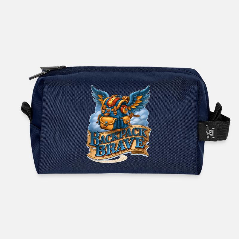 Backpack Brave Magical Flying Winged Bag - Recycled Toiletry Zip Bag - navy