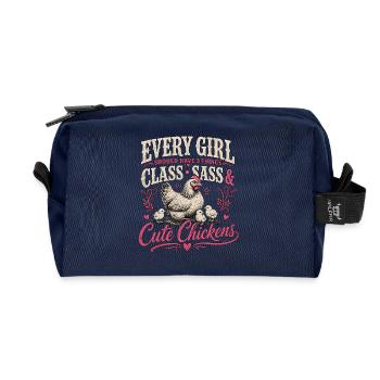 Every Girl Needs Class, Sass & Chicks - Recycled Toiletry Zip Bag - navy - Front