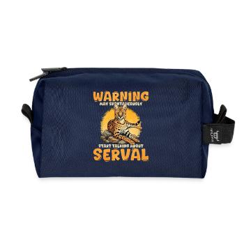 Warnung Serval redet über Serval - Recycelte Kulturtasche - Navy - Vorne