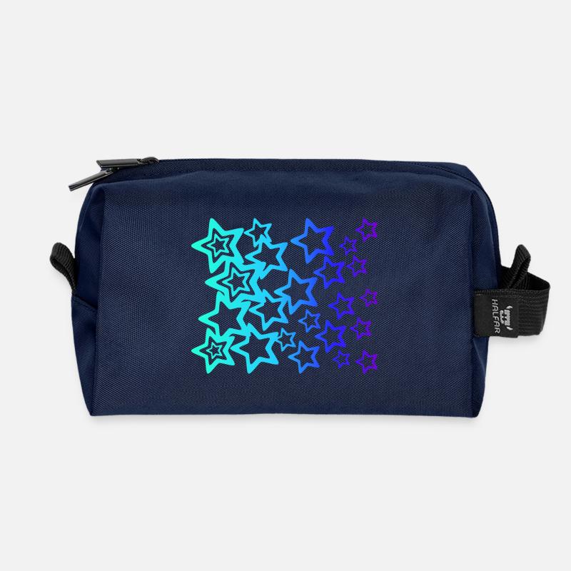Viele blaue Sterne, Sternenmuster - Recycelte Kulturtasche - Navy