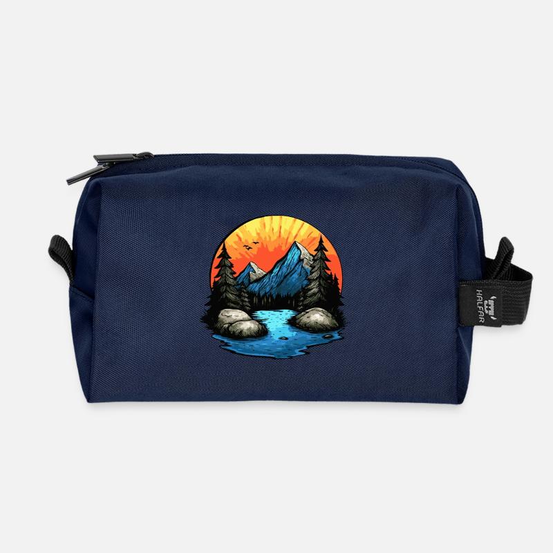 Berge Outdoor Landschaft - Recycelte Kulturtasche - Navy