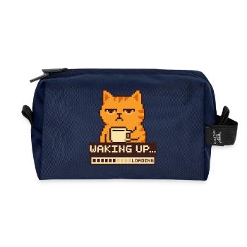 Aufwachen beim Laden – Pixel Cat Funny - Recycelte Kulturtasche - Navy - Vorne