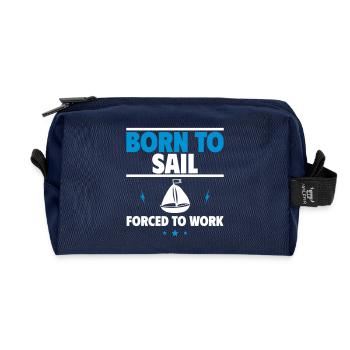 Born to Sail,Ship,Captain,Sailboat - Recycled Toiletry Zip Bag - navy - Front