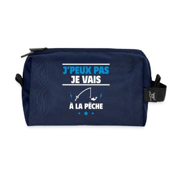 Je vais à la pêche, pêcheur, pêcheuse - Trousse de toilette en tissu recyclé - marine - Devant